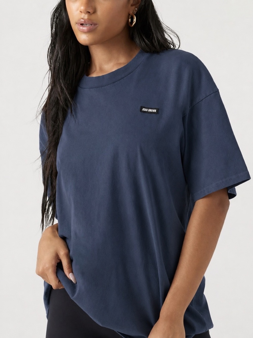 ♡ Joah Brown Logo Patch Tee – Washed Navy